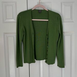 Ann Taylor Olive Button-Up Cardigan